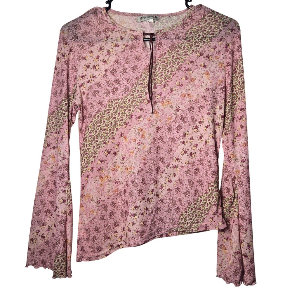 Periscope Girls Paisley Floral Bell Sleeve Asymmetrical Top 14/16 Boho Hippie